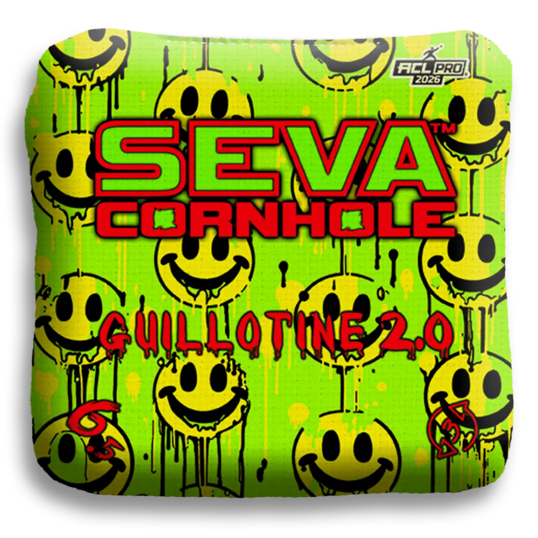 Smiley Blacklight GLO Cornhole Bags Guillotine 2.0 ACL Pro Stamped