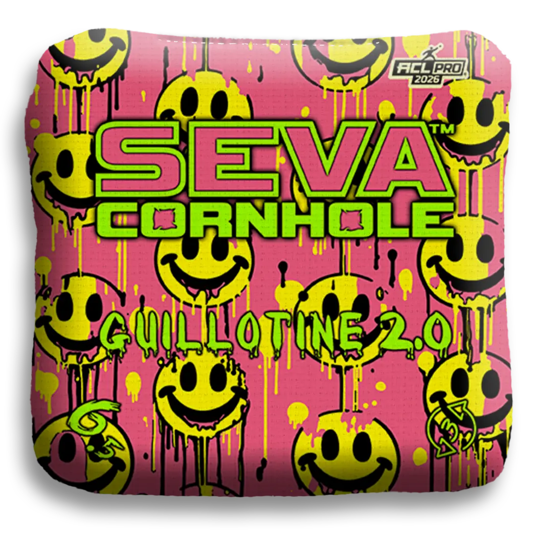 Smiley Blacklight GLO Cornhole Bags Guillotine 2.0 ACL Pro Stamped
