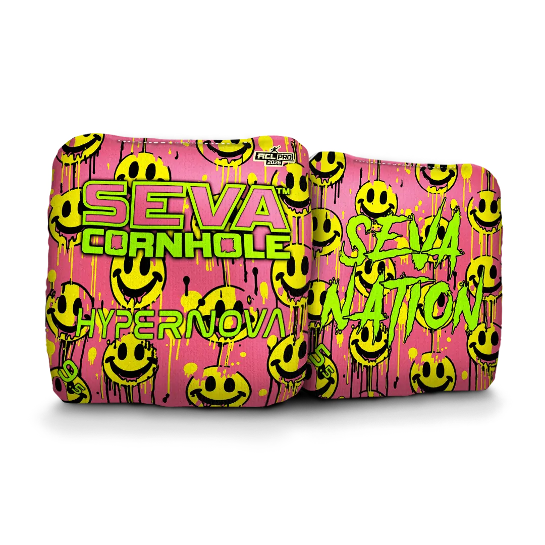 Smiley Blacklight GLO Cornhole Bags Hypernova ACL Pro Stamped