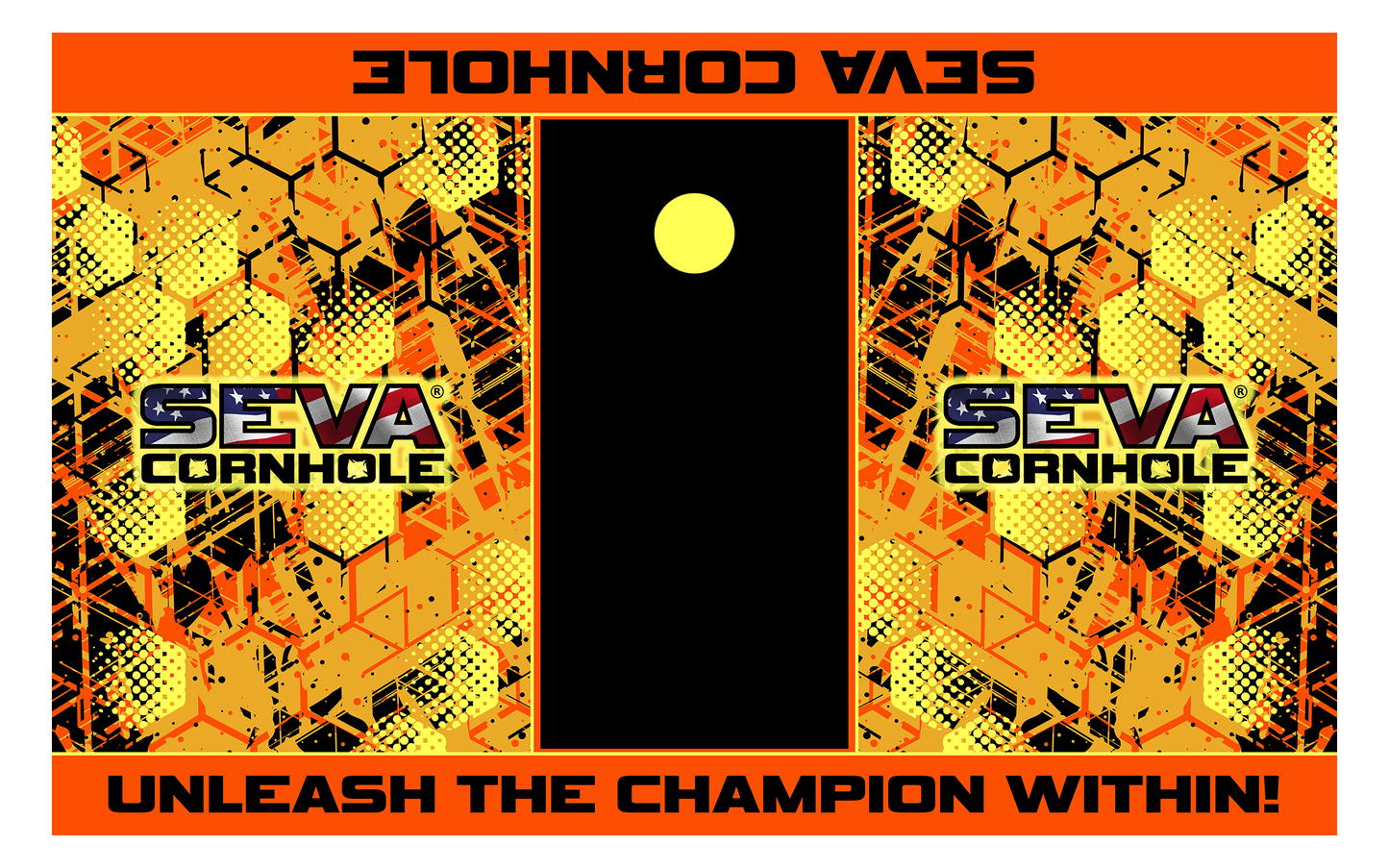 SEVA Cornhole Tournament Pitching Mats Honeycomb– 5′ × 8′ Carpet Style, Sublimation Printed, Anti-Skid Backing (Set of 2)