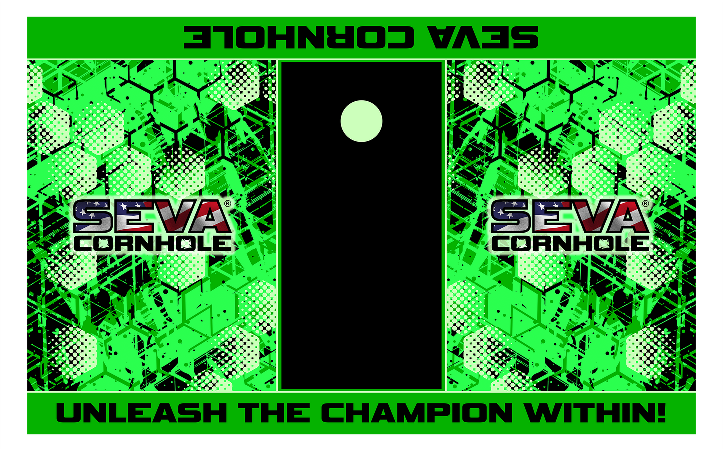SEVA Cornhole Tournament Pitching Mats Honeycomb– 5′ × 8′ Carpet Style, Sublimation Printed, Anti-Skid Backing (Set of 2)