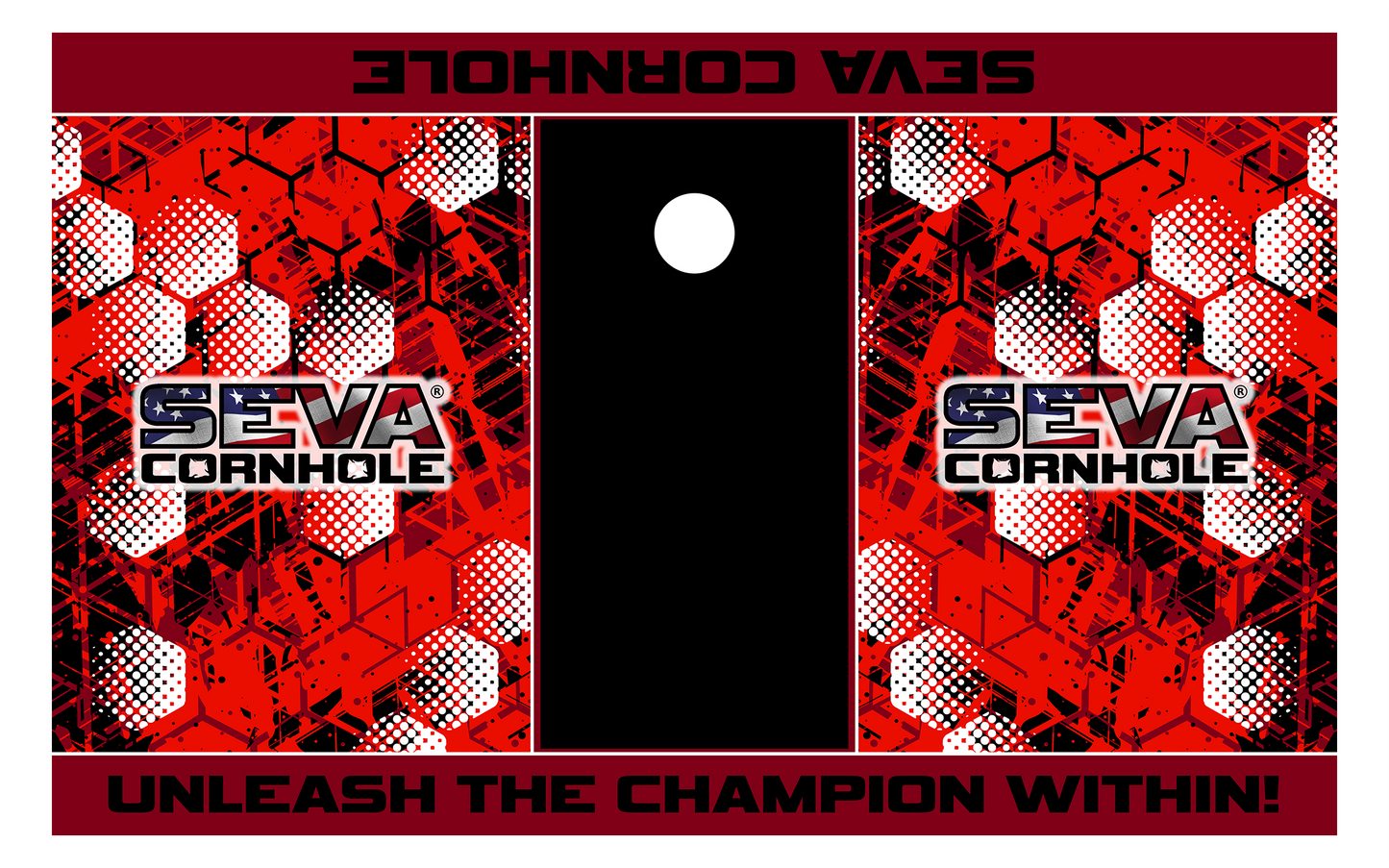 SEVA Cornhole Tournament Pitching Mats Honeycomb– 5′ × 8′ Carpet Style, Sublimation Printed, Anti-Skid Backing (Set of 2)