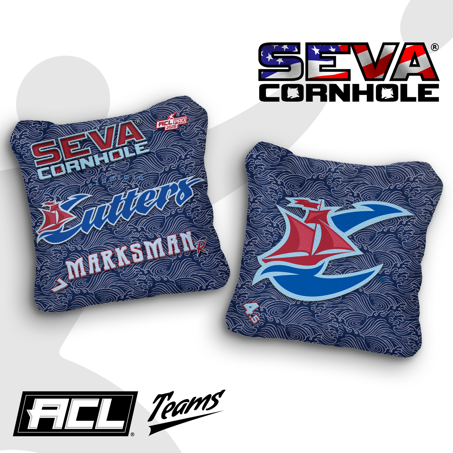Marksman Waves - Set of 4 Official Virginia Cutters ACL Teams Cornhole bags