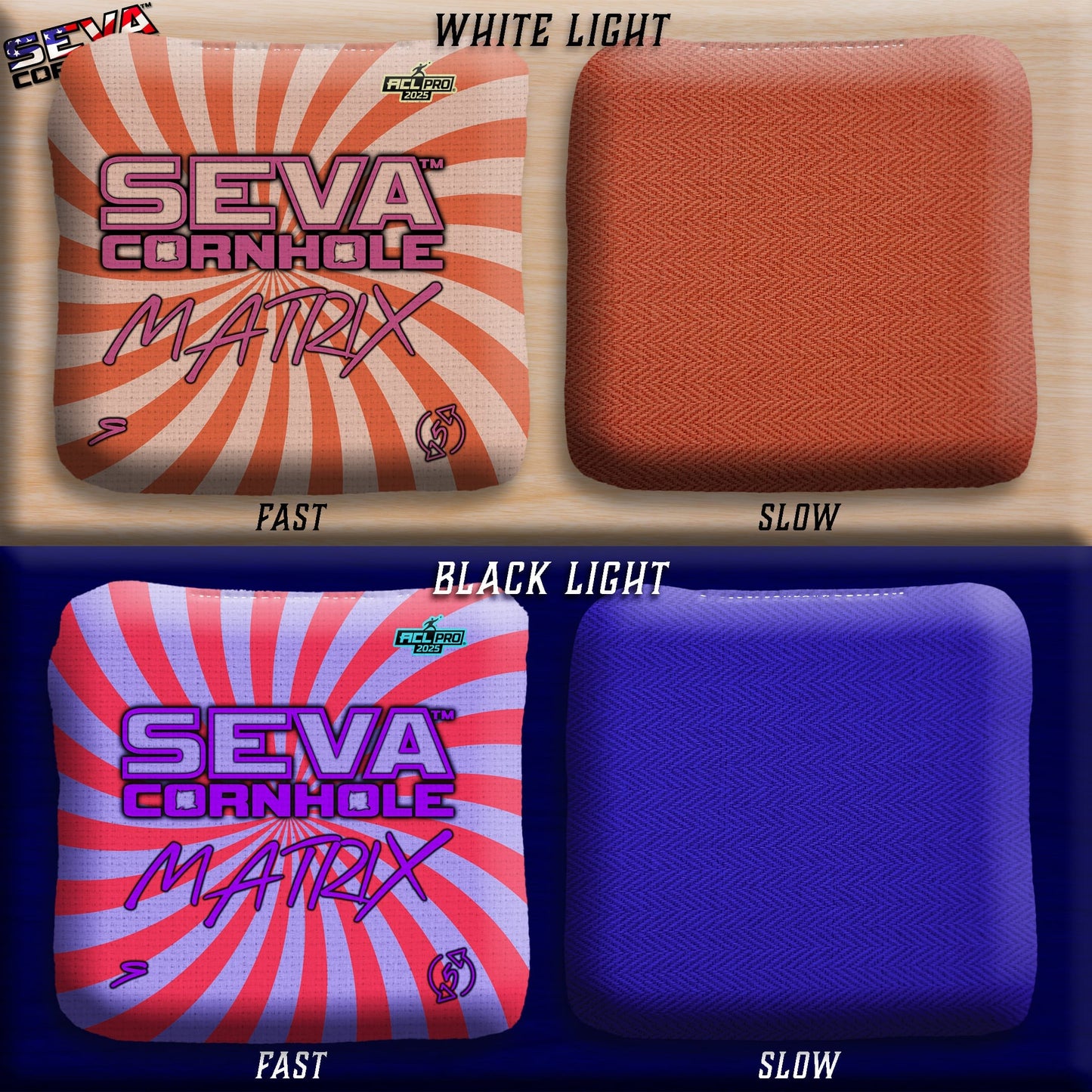 Swirl Blacklight GLO Cornhole Bags Matrix ACL Pro Stamped