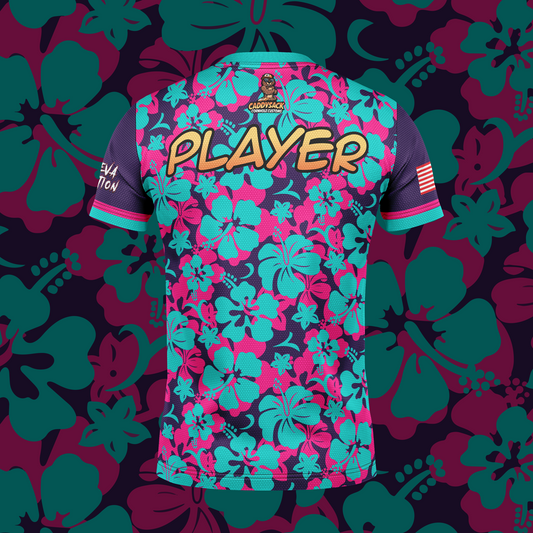 SEVA CORNHOLE JERSEY "FLORAL" BLUE/PINK EDITION! NEW SPANDEX MESH MATERIAL!