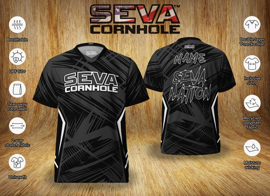 Black Dark Scratch Personalized SEVA Cornhole Jersey