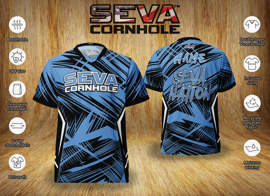 Blue Dark Scratch Personalized SEVA Cornhole Jersey