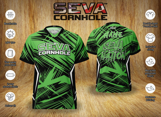 Green Dark Scratch Personalized SEVA Cornhole Jersey