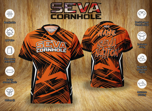 Orange Dark Scratch Personalized SEVA Cornhole Jersey