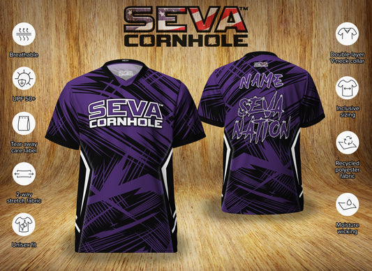 Purple Dark Scratch Personalized SEVA Cornhole Jersey