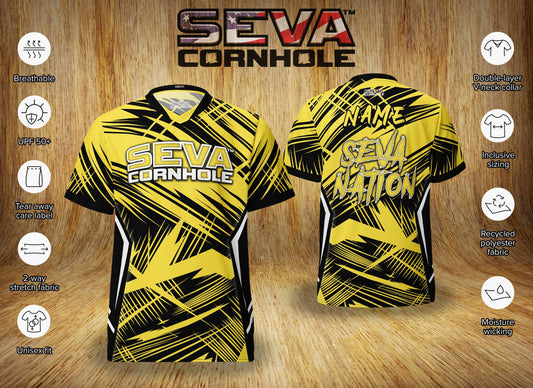 Yellow Dark Scratch Personalized SEVA Cornhole Jersey