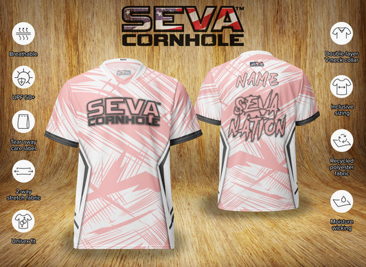Pink Light Scratch Personalized SEVA Cornhole Jersey