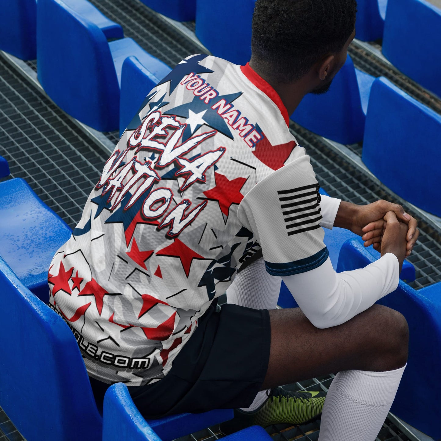 Personalized SEVA NATION White Stars Jersey