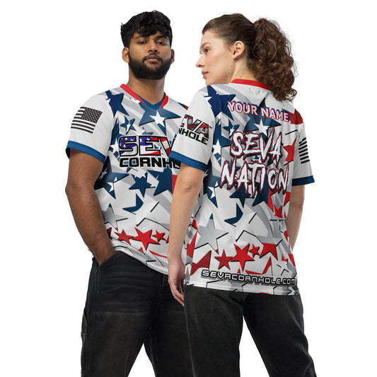 Personalized SEVA NATION White Stars Jersey