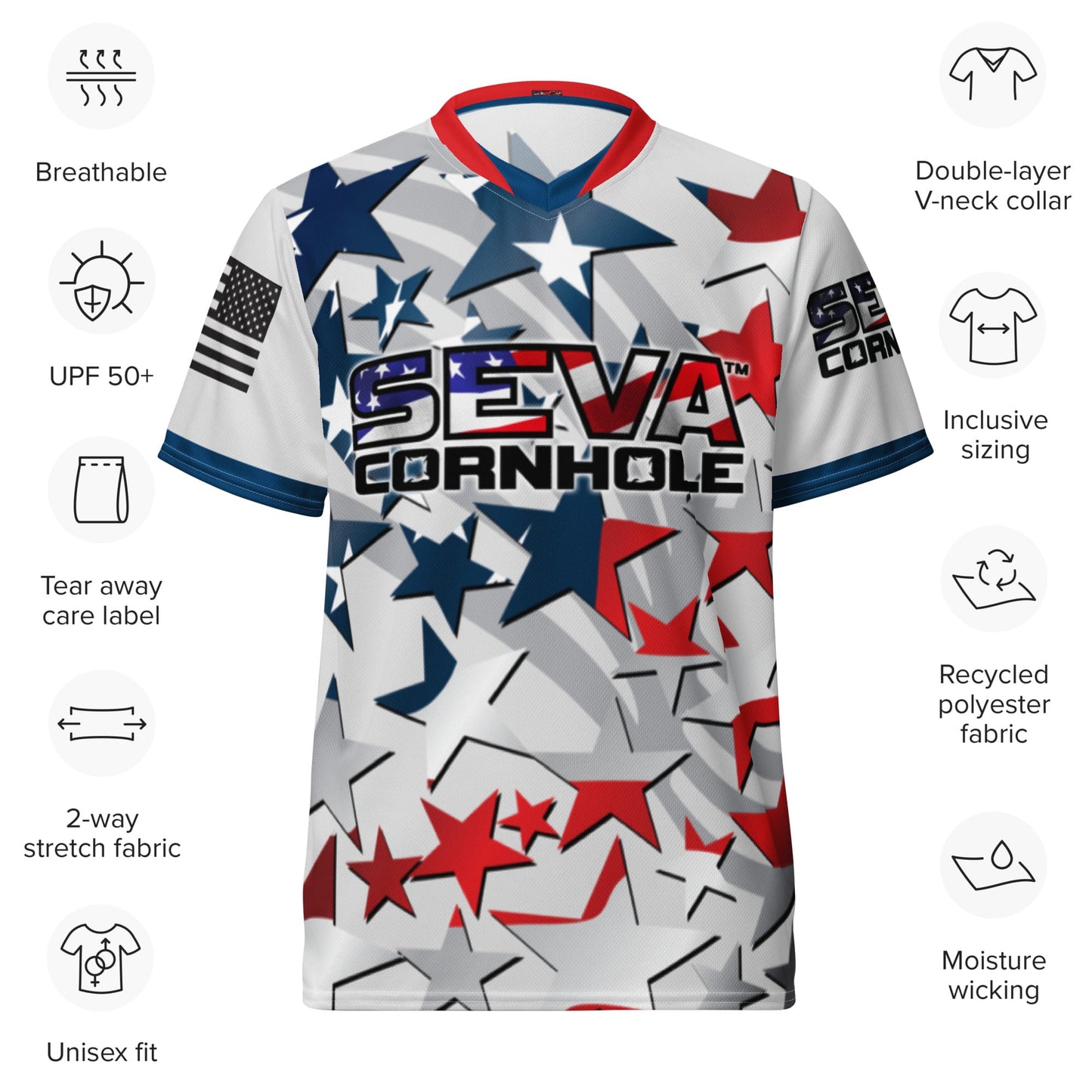 Personalized SEVA NATION White Stars Jersey