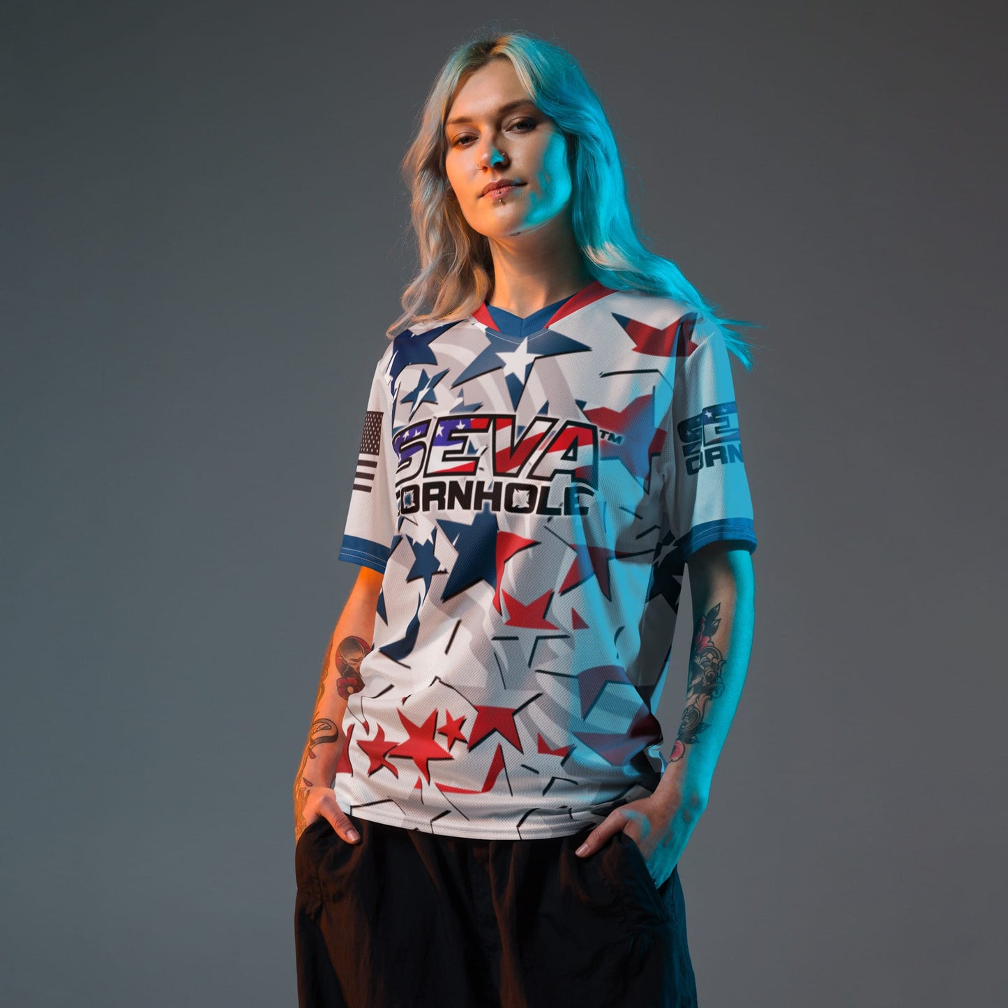 Personalized SEVA NATION White Stars Jersey