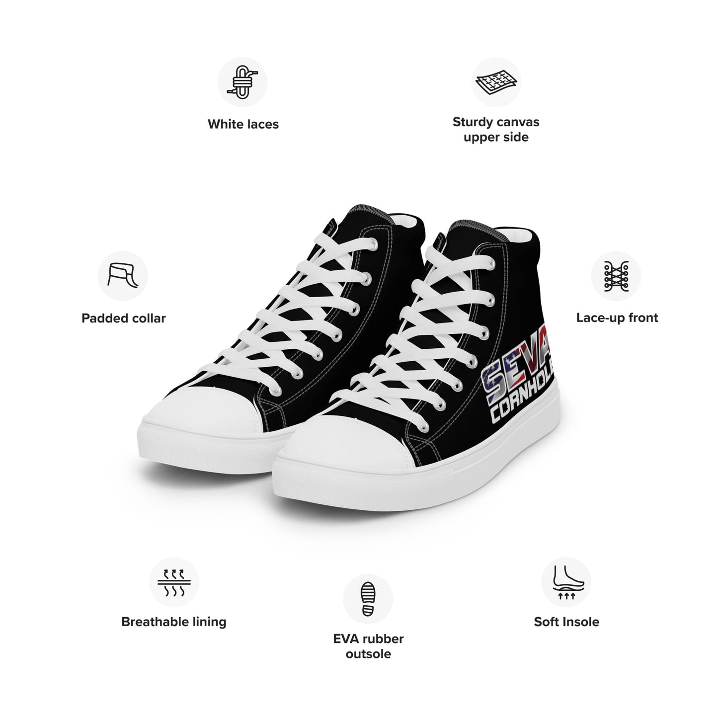 SEVA Cornhole Men’s high top canvas shoes