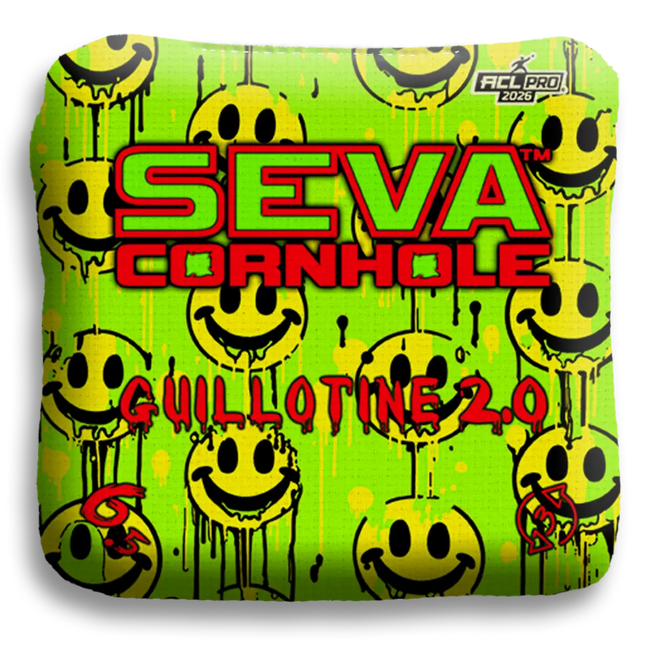Smiley Blacklight GLO Cornhole Bags Guillotine 2.0 ACL Pro Stamped