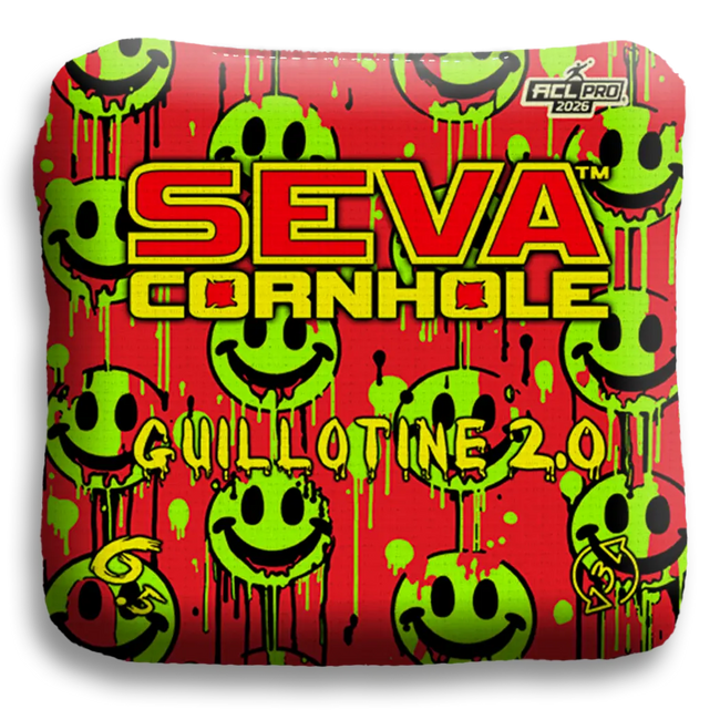 Smiley Blacklight GLO Cornhole Bags Guillotine 2.0 ACL Pro Stamped
