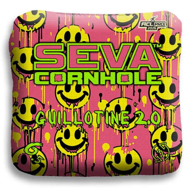 Smiley Blacklight GLO Cornhole Bags Guillotine 2.0 ACL Pro Stamped