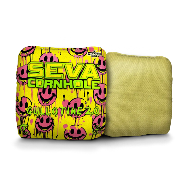 Smiley Blacklight GLO Cornhole Bags Guillotine 2.0 ACL Pro Stamped