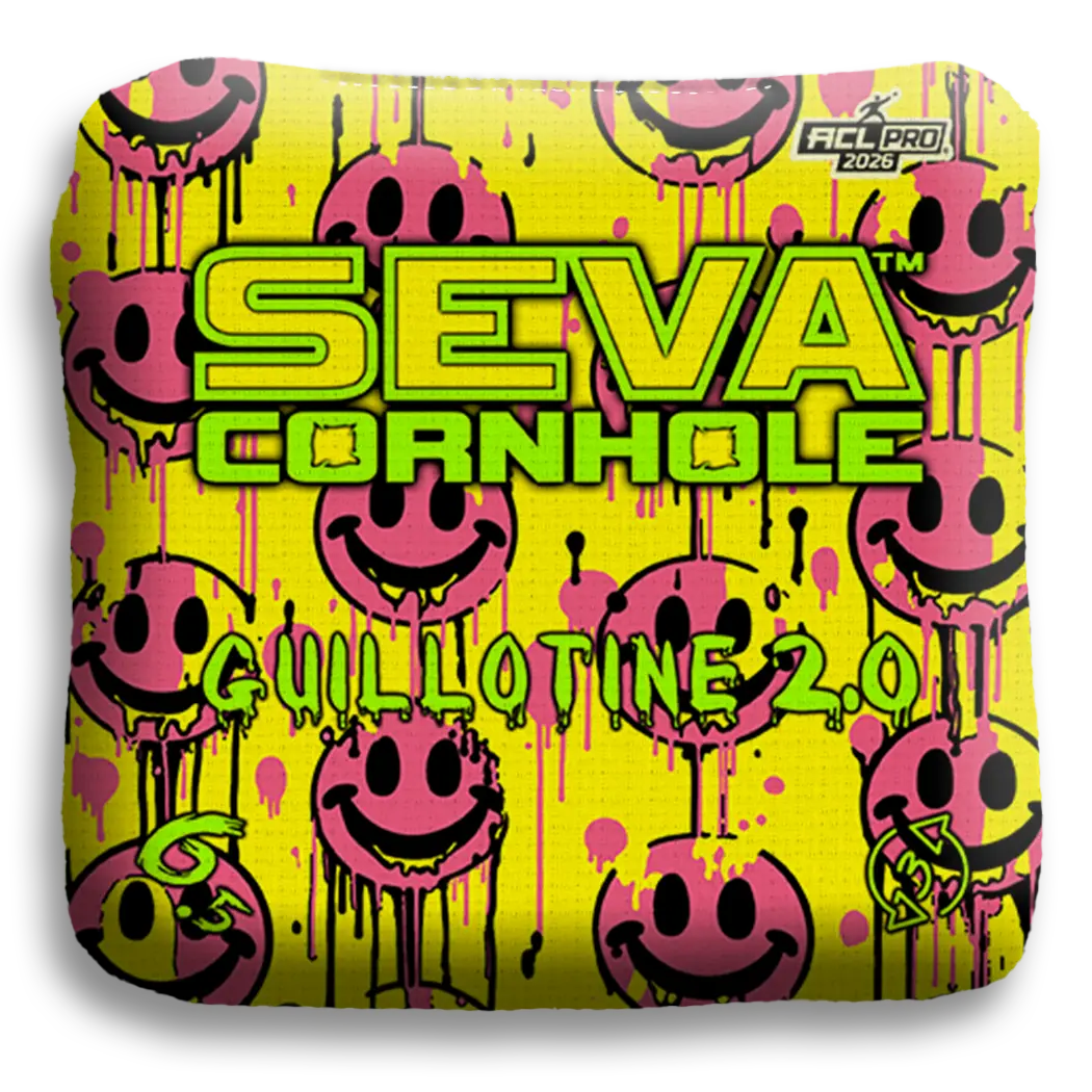 Smiley Blacklight GLO Cornhole Bags Guillotine 2.0 ACL Pro Stamped