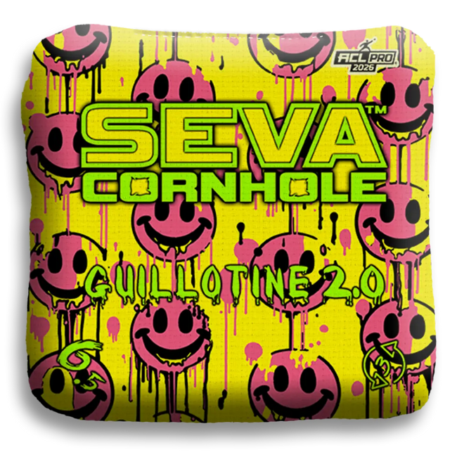 Smiley Blacklight GLO Cornhole Bags Guillotine 2.0 ACL Pro Stamped