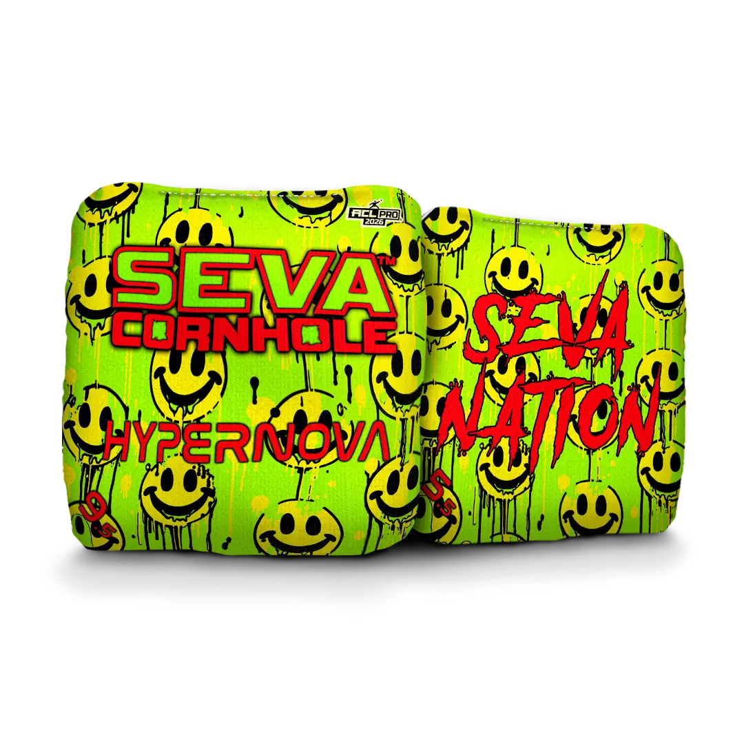 Smiley Blacklight GLO Cornhole Bags Hypernova ACL Pro Stamped