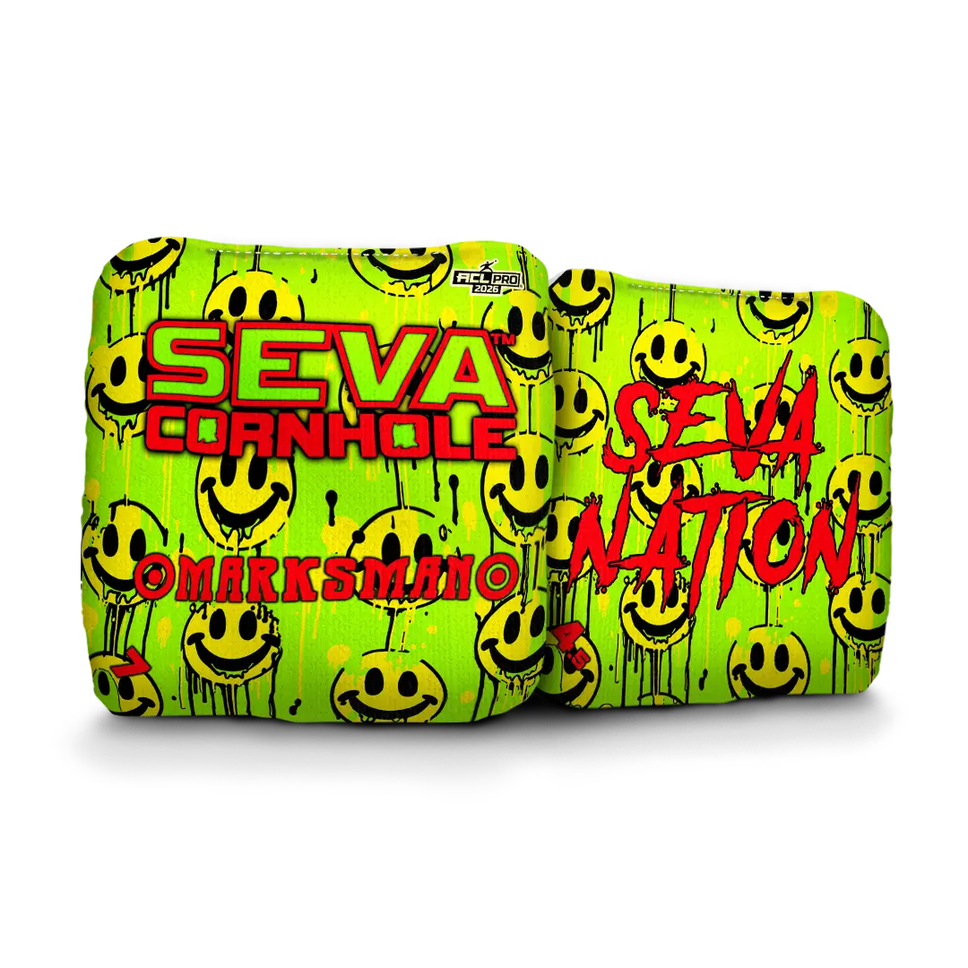 Smiley Blacklight GLO Cornhole Bags Marksman ACL Pro Stamped