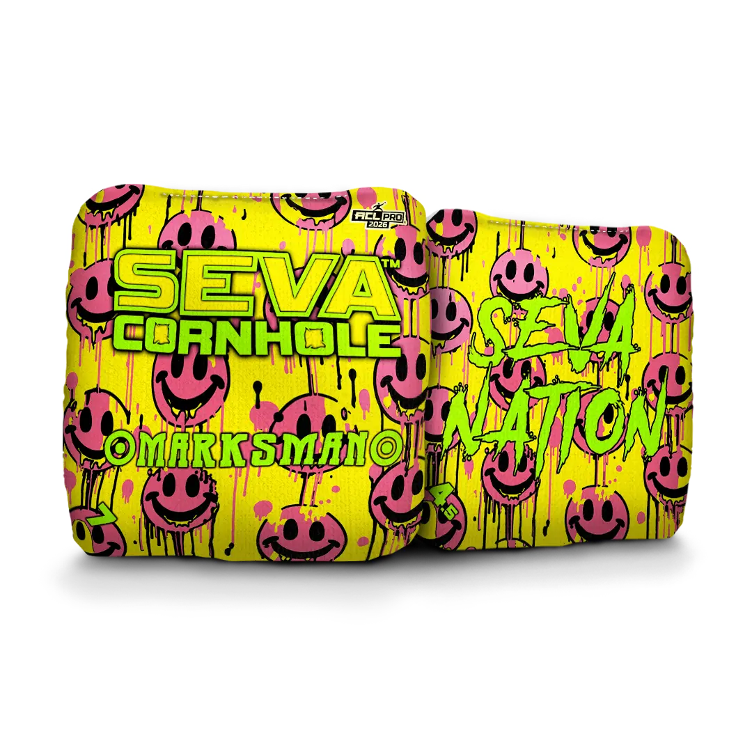Smiley Blacklight GLO Cornhole Bags Marksman ACL Pro Stamped