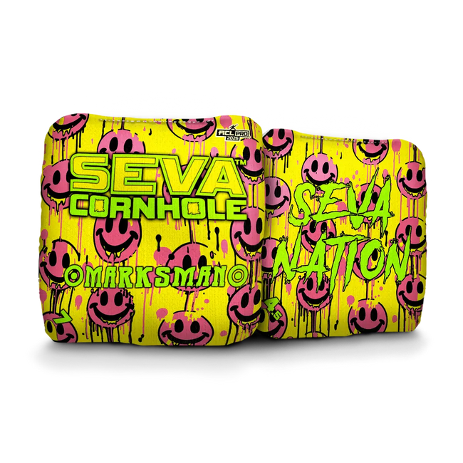 Smiley Blacklight GLO Cornhole Bags Marksman ACL Pro Stamped