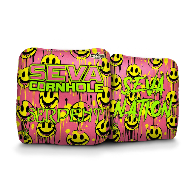Smiley Blacklight GLO Cornhole Bags Serpent ACL Pro Stamped