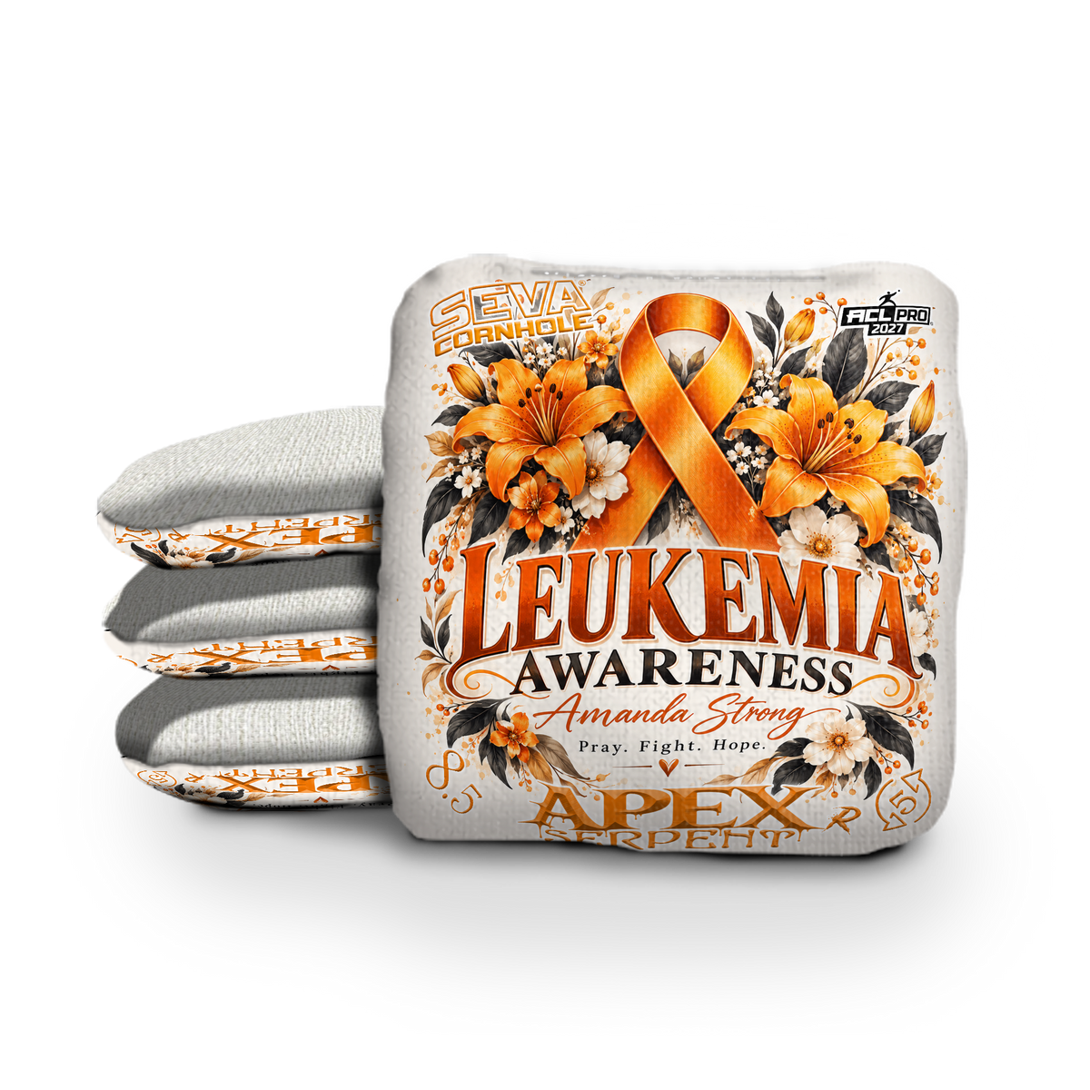 Amanda Strong Leukemia Awareness Fundraiser | Set of 4 Cornhole Bags
