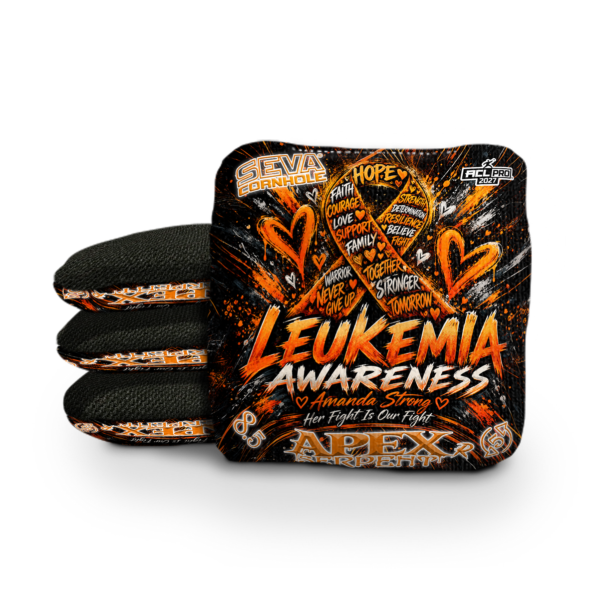 Amanda Strong Leukemia Awareness Fundraiser | Set of 4 Cornhole Bags