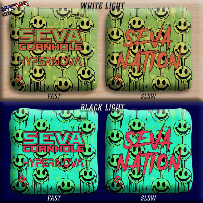 Smiley Blacklight GLO Cornhole Bags Hypernova ACL Pro Stamped