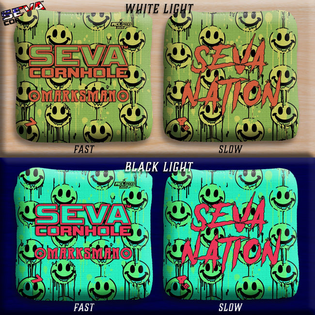 Smiley Blacklight GLO Cornhole Bags Marksman ACL Pro Stamped