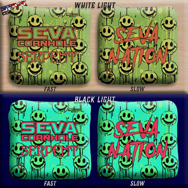 Smiley Blacklight GLO Cornhole Bags Serpent ACL Pro Stamped