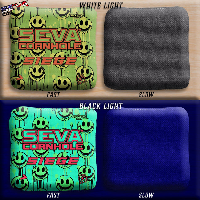 Smiley Blacklight GLO Cornhole Bags Siege ACL Pro Stamped