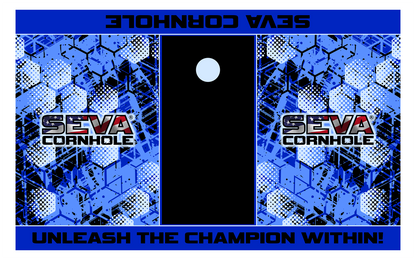 SEVA Cornhole Tournament Pitching Mats Honeycomb– 5′ × 8′ Carpet Style, Sublimation Printed, Anti-Skid Backing (Set of 2)