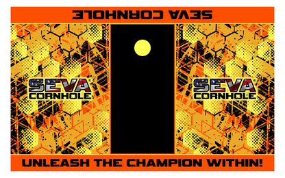 SEVA Cornhole Tournament Pitching Mats Honeycomb– 5′ × 8′ Carpet Style, Sublimation Printed, Anti-Skid Backing (Set of 2)