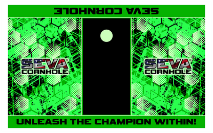 SEVA Cornhole Tournament Pitching Mats Honeycomb– 5′ × 8′ Carpet Style, Sublimation Printed, Anti-Skid Backing (Set of 2)