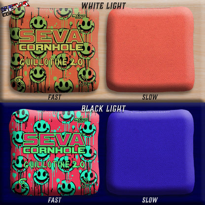 Smiley Blacklight GLO Cornhole Bags Guillotine 2.0 ACL Pro Stamped