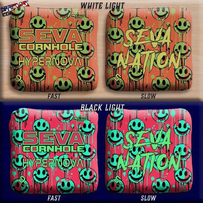 Smiley Blacklight GLO Cornhole Bags Hypernova ACL Pro Stamped