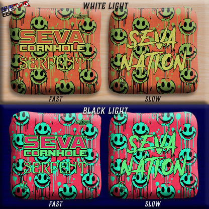 Smiley Blacklight GLO Cornhole Bags Serpent ACL Pro Stamped
