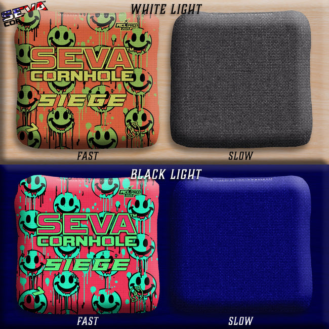Smiley Blacklight GLO Cornhole Bags Siege ACL Pro Stamped