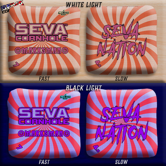 Swirl Blacklight GLO Cornhole Bags Marksman ACL Pro Stamped