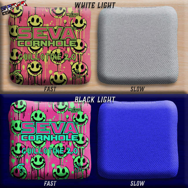 Smiley Blacklight GLO Cornhole Bags Guillotine 2.0 ACL Pro Stamped