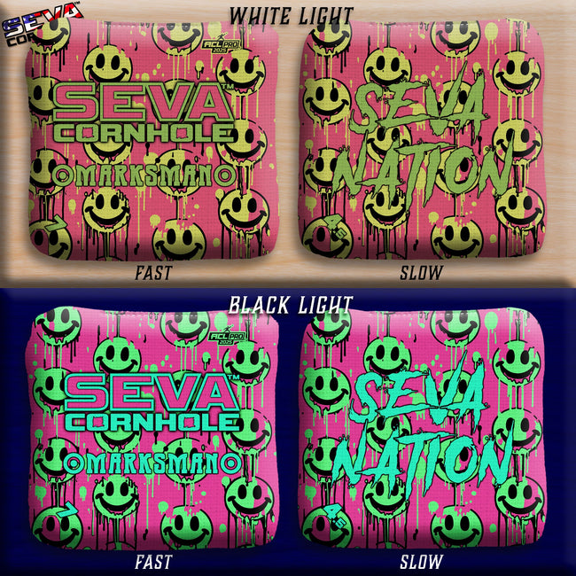 Smiley Blacklight GLO Cornhole Bags Marksman ACL Pro Stamped