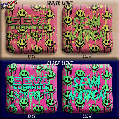 Smiley Blacklight GLO Cornhole Bags Serpent ACL Pro Stamped
