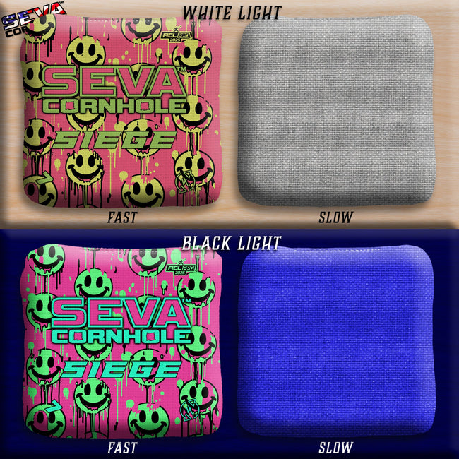 Smiley Blacklight GLO Cornhole Bags Siege ACL Pro Stamped